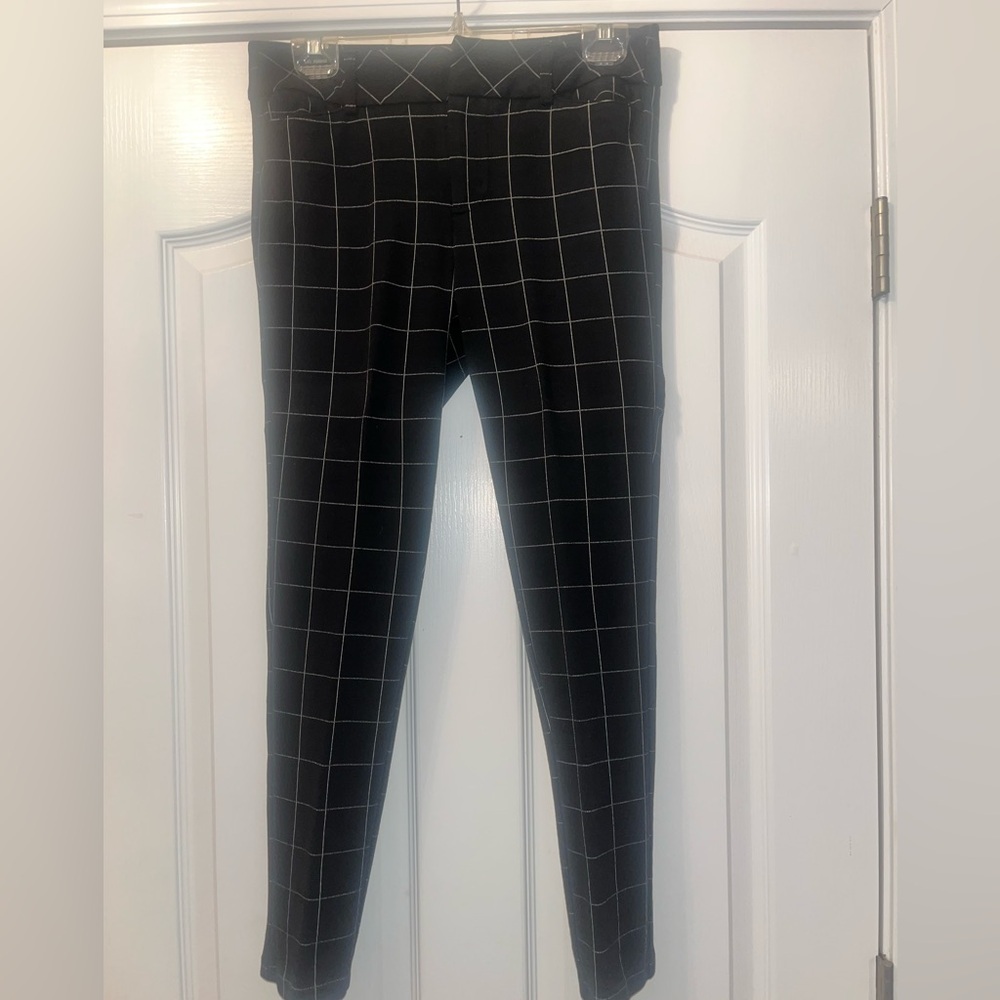 Elle Black Grid Pattern Pants